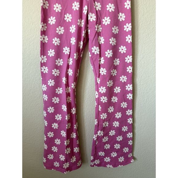 Old Navy Pink Daisy Elastic Waist Full Length Flare Leggings Size L 10/12 - Picture 4 of 6